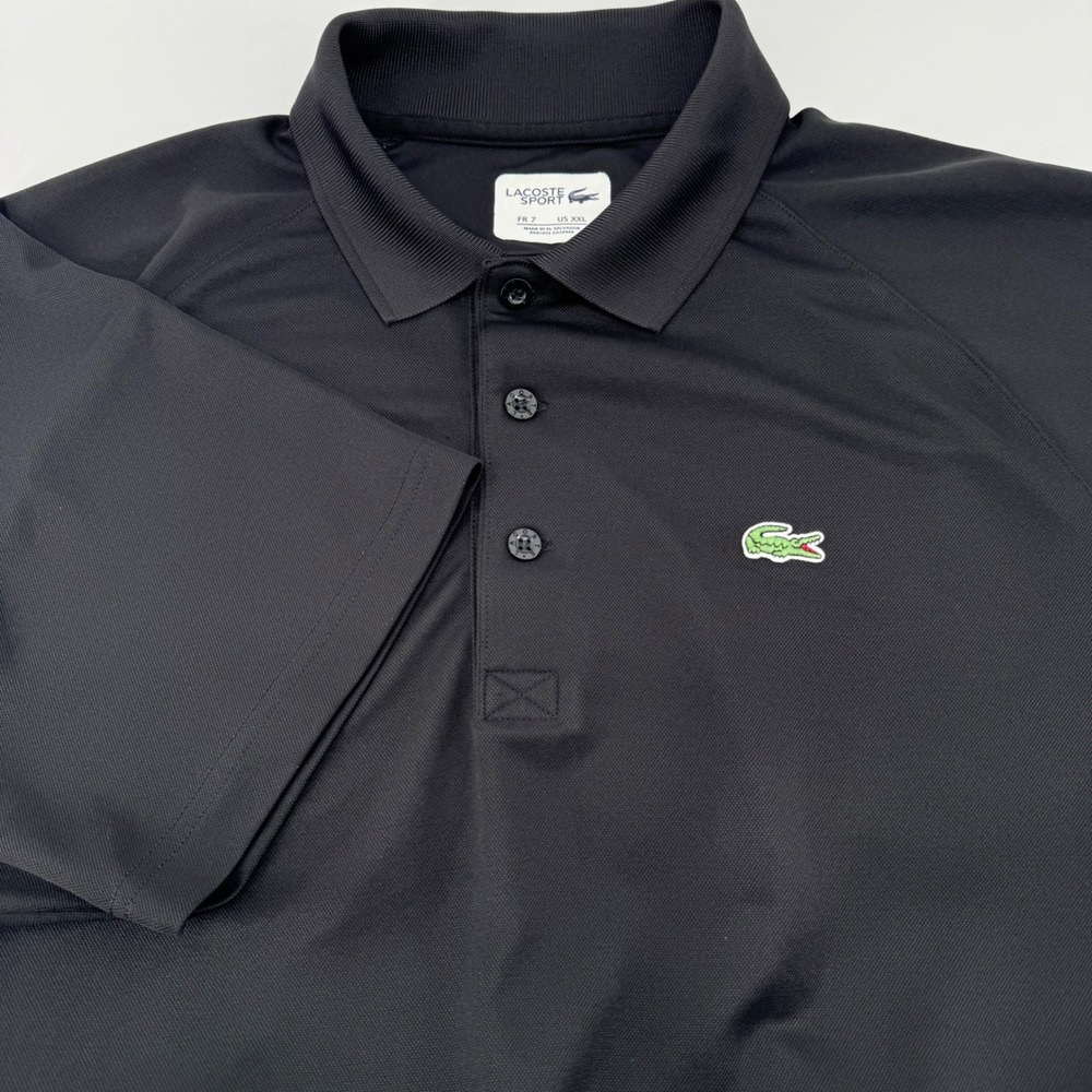 Lacoste Sport Ultra Dry Mens Black Polo Shirt XXL Short Sleeve FA10629 Logo